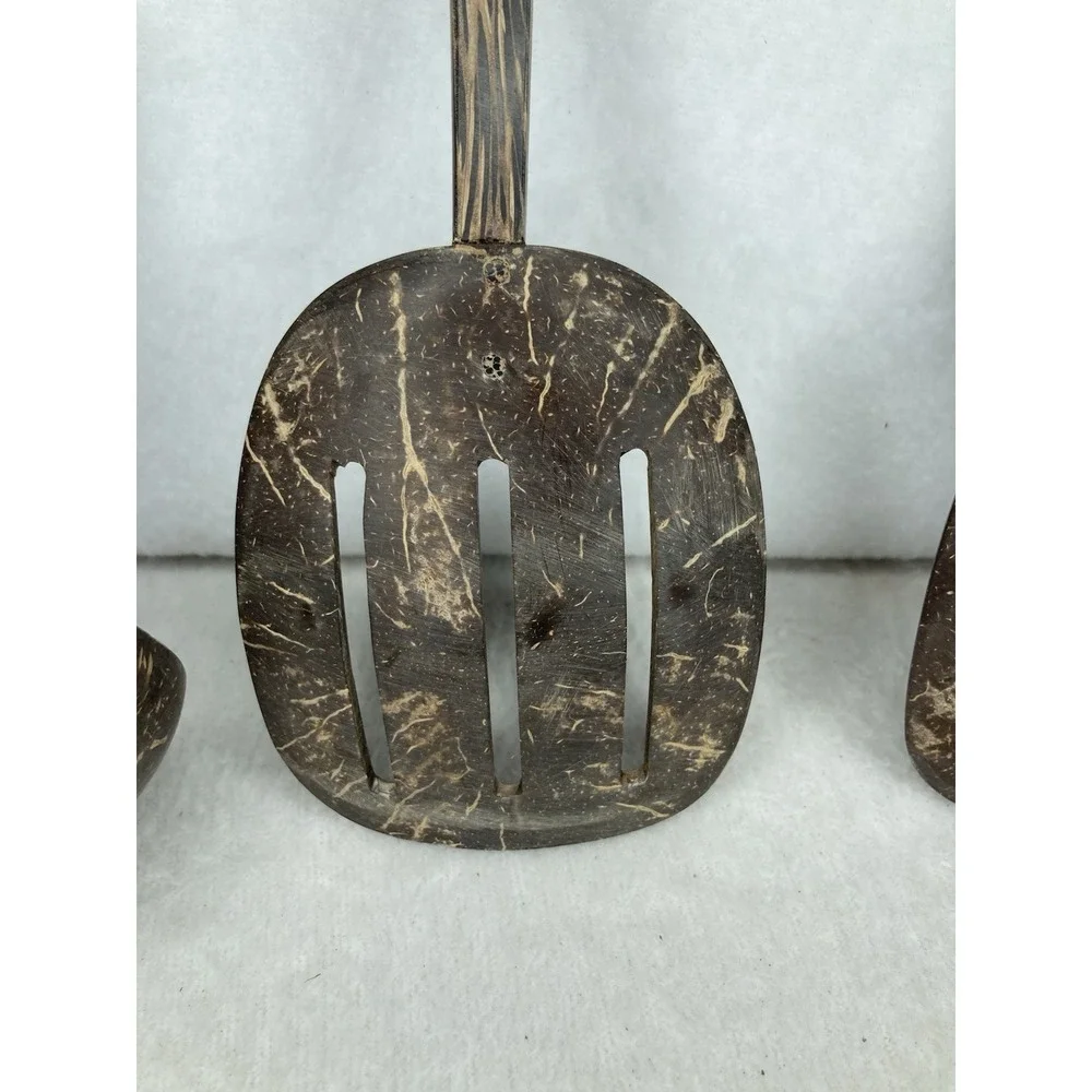 Handmade Thailand Coconut Shell Kitchen Utensil Set Ladle Slotted Turner Spatula